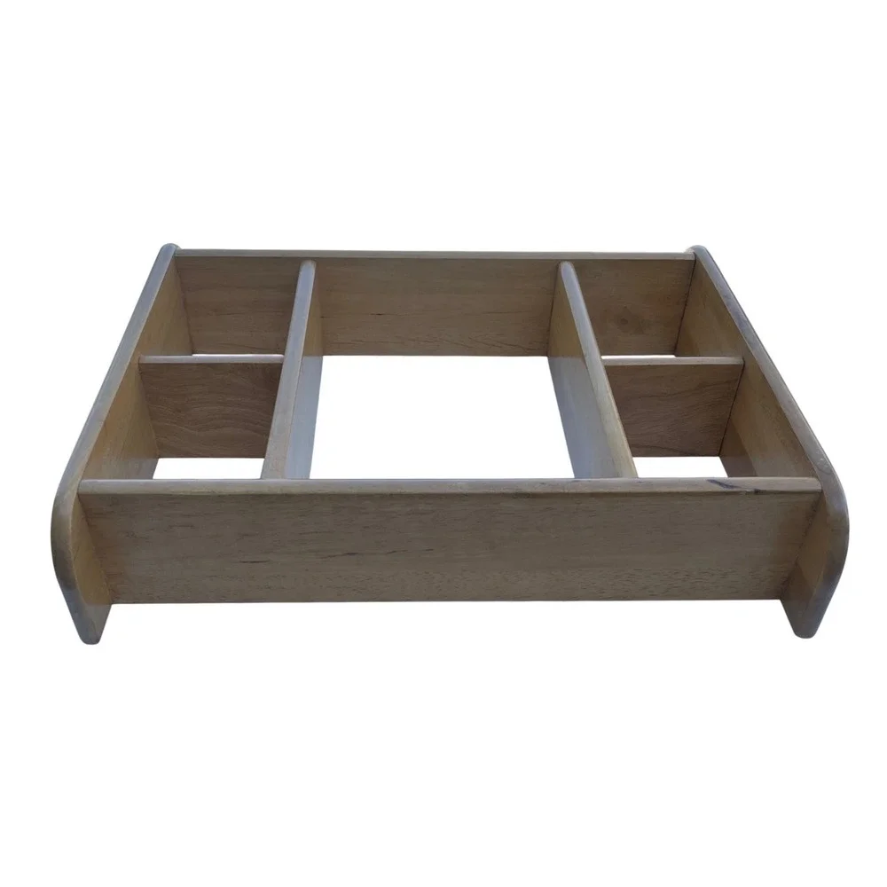 Vintage Solid Wood Wall Hanging Shadow Box Display Shelf 5 Compartment